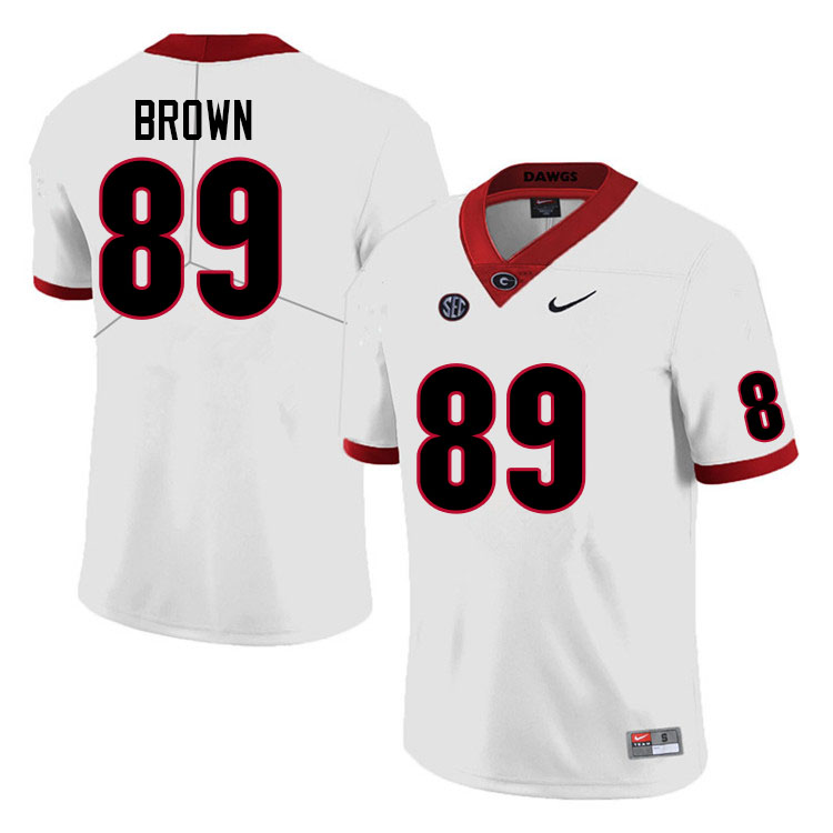 Men #89 Malcolm Brown Georgia Bulldogs College Football Jerseys Sale-White Anniversary